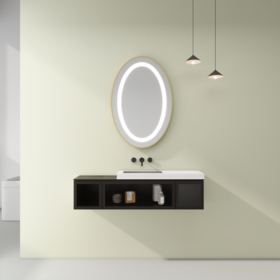 Modern Framed LED Bathroom Mirror Light with Dimmable Brightness Adjustable Color Temperature and Anti Fog Feature for Hotels and Residential Projects