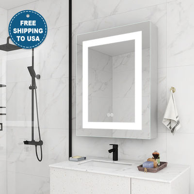 Rectangle LED Light Bathroom Wall Mirror Cabinet With Barbershop Design