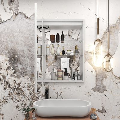 Modern Floating Bathroom Vanity Set With LED Mirror And Light Medicine Cabinet