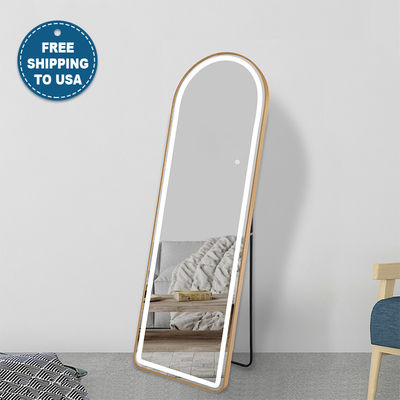 LED Full Length Mirror With Lights Arched Aluminum Adjustable Lighting High Visibility