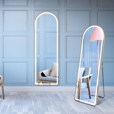 LED Full Length Mirror With Lights Arched Aluminum Adjustable Lighting High Visibility