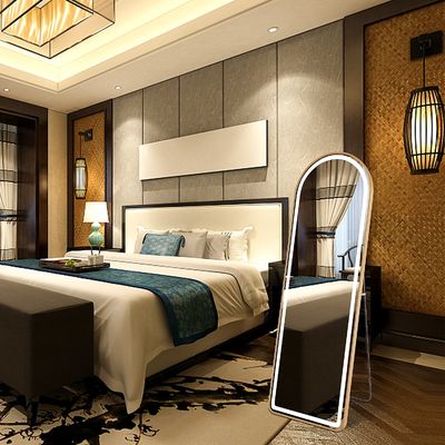 LED Full Length Mirror With Lights Arched Aluminum Adjustable Lighting High Visibility