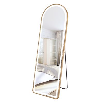 LED Full Length Mirror With Lights Arched Aluminum Adjustable Lighting High Visibility