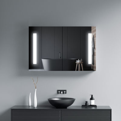 Wall Mounting Round LED Mirror Cabinet Customizable Adjustable Lighting