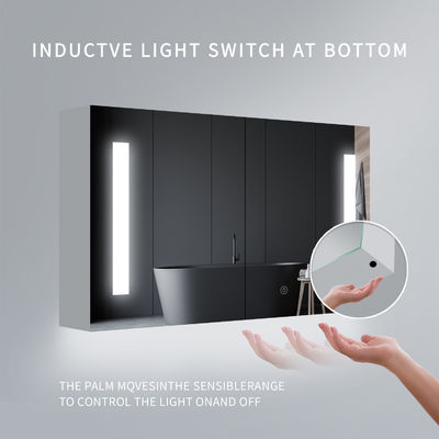 Wall Mounting Round LED Mirror Cabinet Customizable Adjustable Lighting