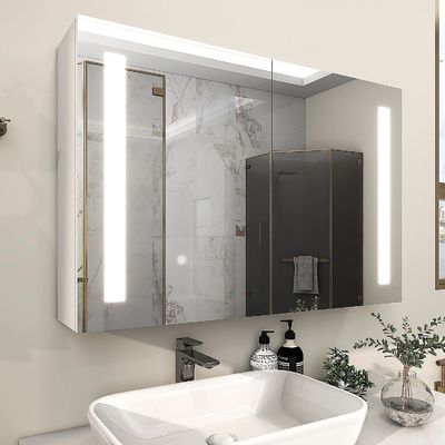 Wall Mounting Round LED Mirror Cabinet Customizable Adjustable Lighting