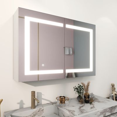 Bathroom Storage Lighted Mirror TV Decoration Double Door Medicine Cabinet
