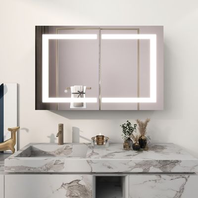 Bathroom Storage Lighted Mirror TV Decoration Double Door Medicine Cabinet