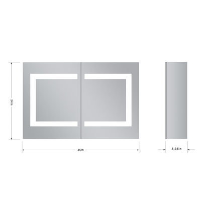 Bathroom Storage Lighted Mirror TV Decoration Double Door Medicine Cabinet