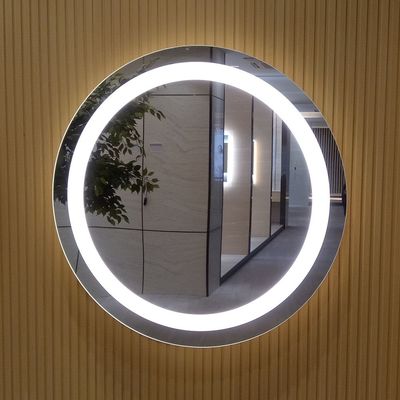 Replaceable Round Backlit Bathroom Mirror Fog Resistant For Hospitality Industry