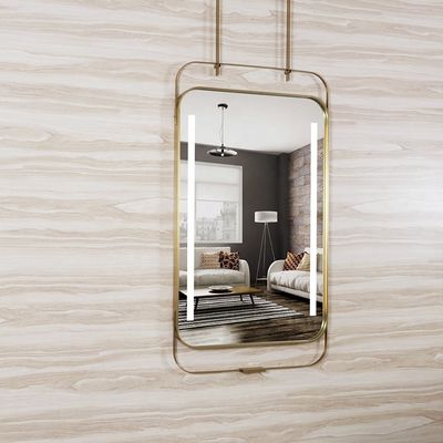 Rust Resistant LED Lighted Metal Framed Bathroom Wall Mirror with Round Corner Design