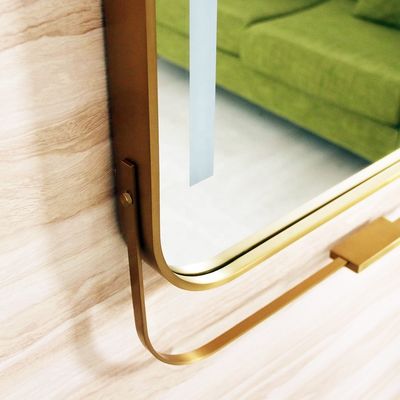 Rust Resistant LED Lighted Metal Framed Bathroom Wall Mirror with Round Corner Design