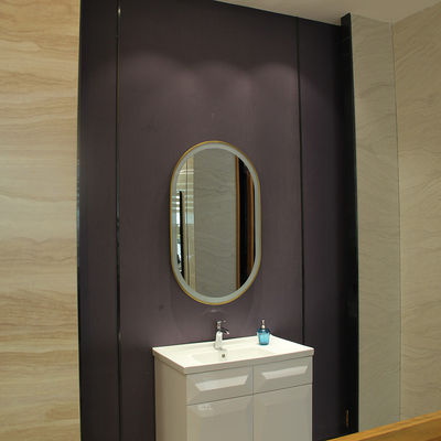 Stainless Steel Oval Framed Wall Mirror with LED Light Luxury Golden Color W60xH100cm