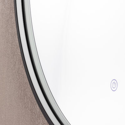 Smart Touch Screen Bluetooth Rectangle Gold LED Bathroom Mirror 27cm Width 45° Shine Angle