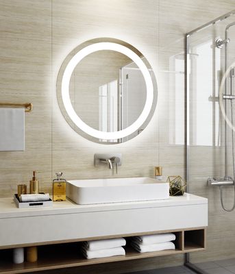 Customized Frame Round LED Backlit Bathroom Mirror with Defogging and ETL Certification