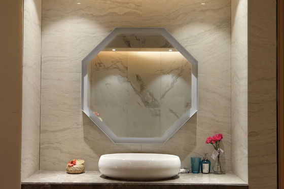 Polygonal Vanity Mirror With Lights High Clear Reflection Custom Backlit Mirror