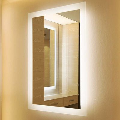 Wall Mounted Backlit LED Makeup Mirror with Touch Sensor W20"xH60" Rectangle Shape