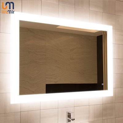Wall Mounted Heating Pad LED Mirror with 5mm Polished Silver and Optional Light Color