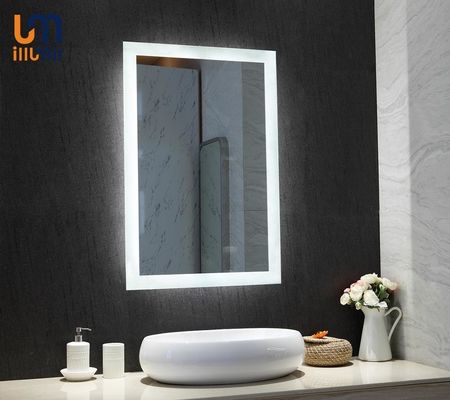 Wall Mounted Heating Pad LED Mirror with 5mm Polished Silver and Optional Light Color