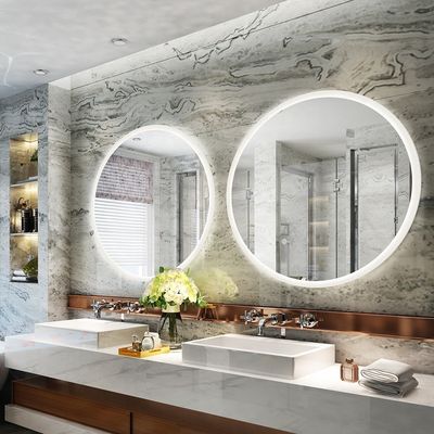 Smart Wifi LED Illuminated Large Round Bathroom Vanity Mirror for Custom Modern Luxury