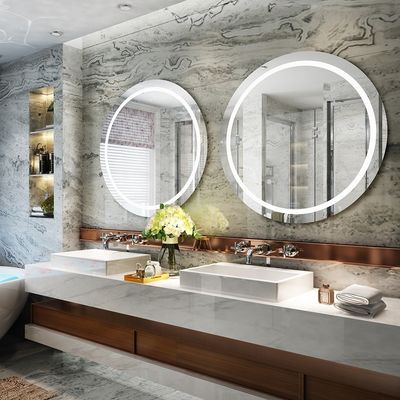 Smart Wifi LED Illuminated Large Round Bathroom Vanity Mirror for Custom Modern Luxury
