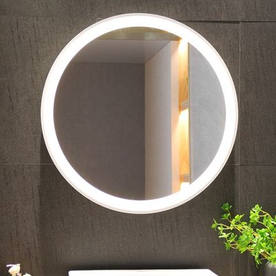Smart Private Label Round Lighted Bathroom Mirror With Clock Ice Flower Frosted