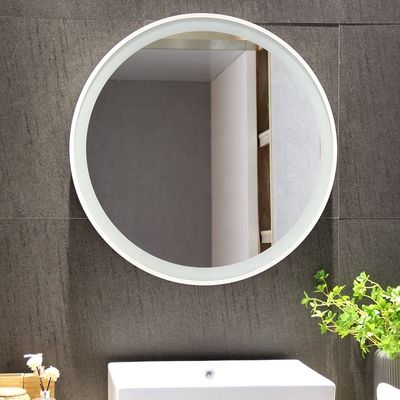 Smart Private Label Round Lighted Bathroom Mirror With Clock Ice Flower Frosted