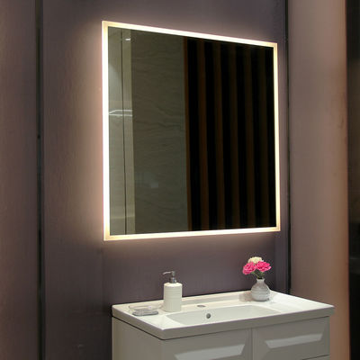 Waterproof Square Acrylic Bathroom LED Light Mirror With AC100-120V Voltage Bathroom