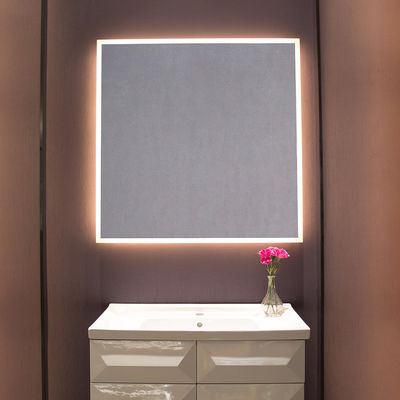 Waterproof Square Acrylic Bathroom LED Light Mirror With AC100-120V Voltage Bathroom