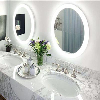 Modern Hotel Bathroom Round Illuminated Mirror with Custom Shape and IP44 Rating Design