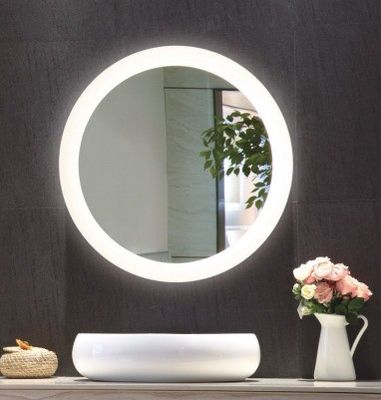 Modern Hotel Bathroom Round Illuminated Mirror with Custom Shape and IP44 Rating Design