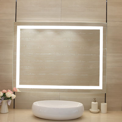 Square IP44 Wall Mounted Led Backlit Defog Multi function Bathroom Light Mirror 110-277V 50/60HZ