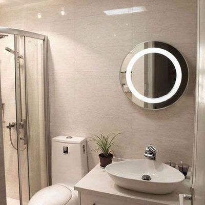 WiFi Android System Modern Oval LED Makeup Mirror with Touch Screen and Digital Clock