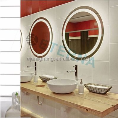 Wall or Standing Installation LED Backlit Glass Bathroom Mirror with Illumination