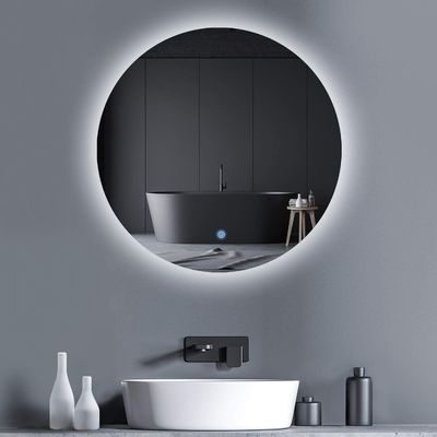 Luxury Silver Lenses Touch Screen Wall Mirror With LED Lights And Defogger