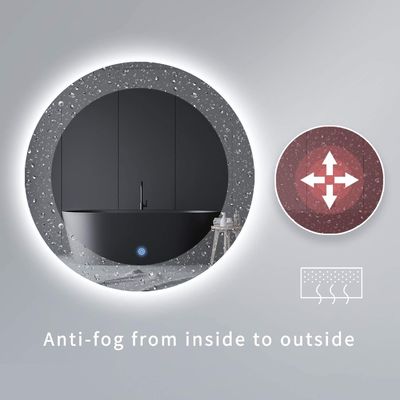 Luxury Silver Lenses Touch Screen Wall Mirror With LED Lights And Defogger