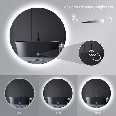 Luxury Silver Lenses Touch Screen Wall Mirror With LED Lights And Defogger
