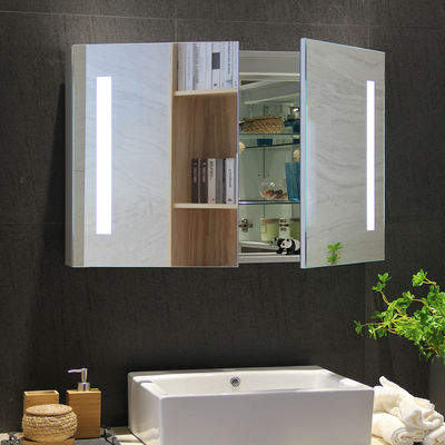 Bathroom Storage Medicine Cabinet With Led Mirror Modern Surface Wall Mounted