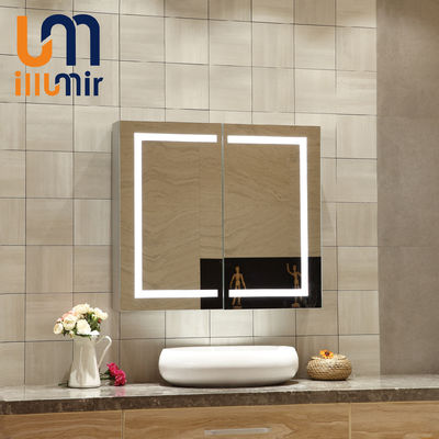 Wall Mounted Smart Bathroom Mirror Cabinet Modern Style Adjustable Lighting