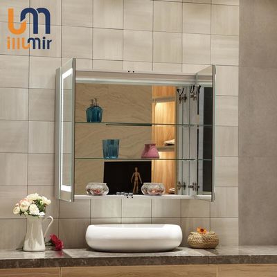 Wall Mounted Smart Bathroom Mirror Cabinet Modern Style Adjustable Lighting
