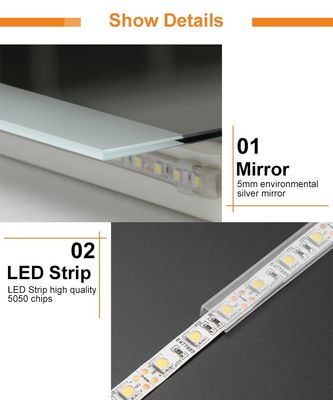 Light Grey Medicine Cabinet Led Mirror With Rust Resistant Coating And Custom Design