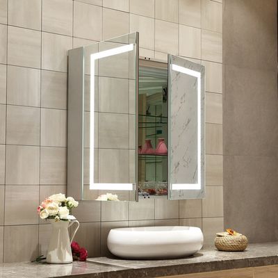 Modern Wall Mounted Backlit Bathroom Mirror Cabinet With Touch Sensor