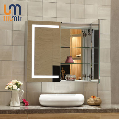 Foshan OEM LED Aluminium Bathroom Mirror Cabinet with Single/Double Door Width 26-28