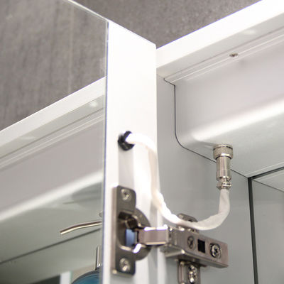 IP44 Silver Grey Anodized Aluminium Body LED Mirrored Medicine Cabinet for Home Bathroom