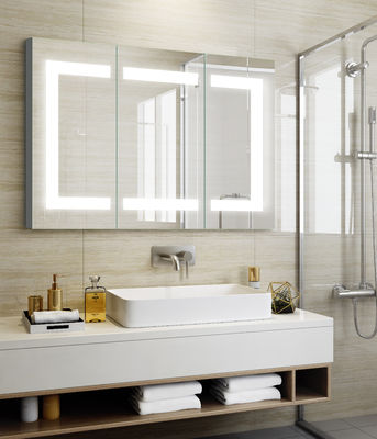 Space Saving Aluminum Mirror Cabinet High Definition Compact Light Up Bathroom Mirror Cabinet