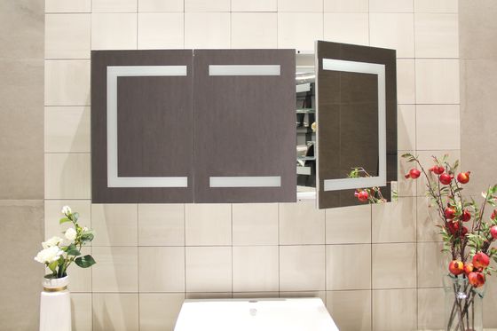 Space Saving Aluminum Mirror Cabinet High Definition Compact Light Up Bathroom Mirror Cabinet