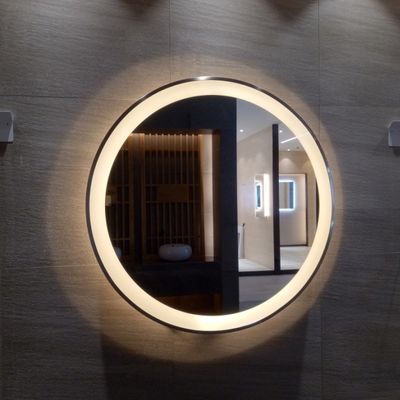Replaceable Round Backlit Bathroom Mirror Fog Resistant For Hospitality Industry