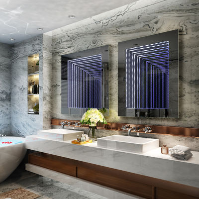 Motion Sensor Switch LED Infinity Bathroom Mirror Easy Installation Customizable