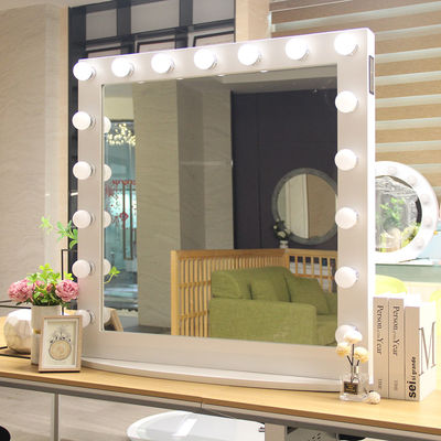 Metal Frame Makeup Mirror With Lights Music Speaker Single Sided Square Light Up Mirror