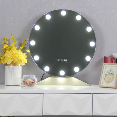 Touch Sensor Makeup Mirror With Lights Round Cosmetic Mirror With Color Temperature Adjustment